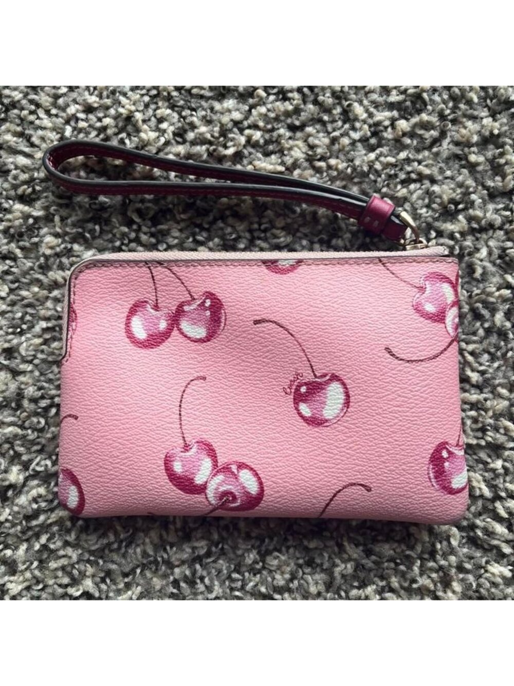 Coach Pink Cherry Print Wristlet Wallet Coquette Dainty Feminine Flirty Girlhood - Picture 6 of 7